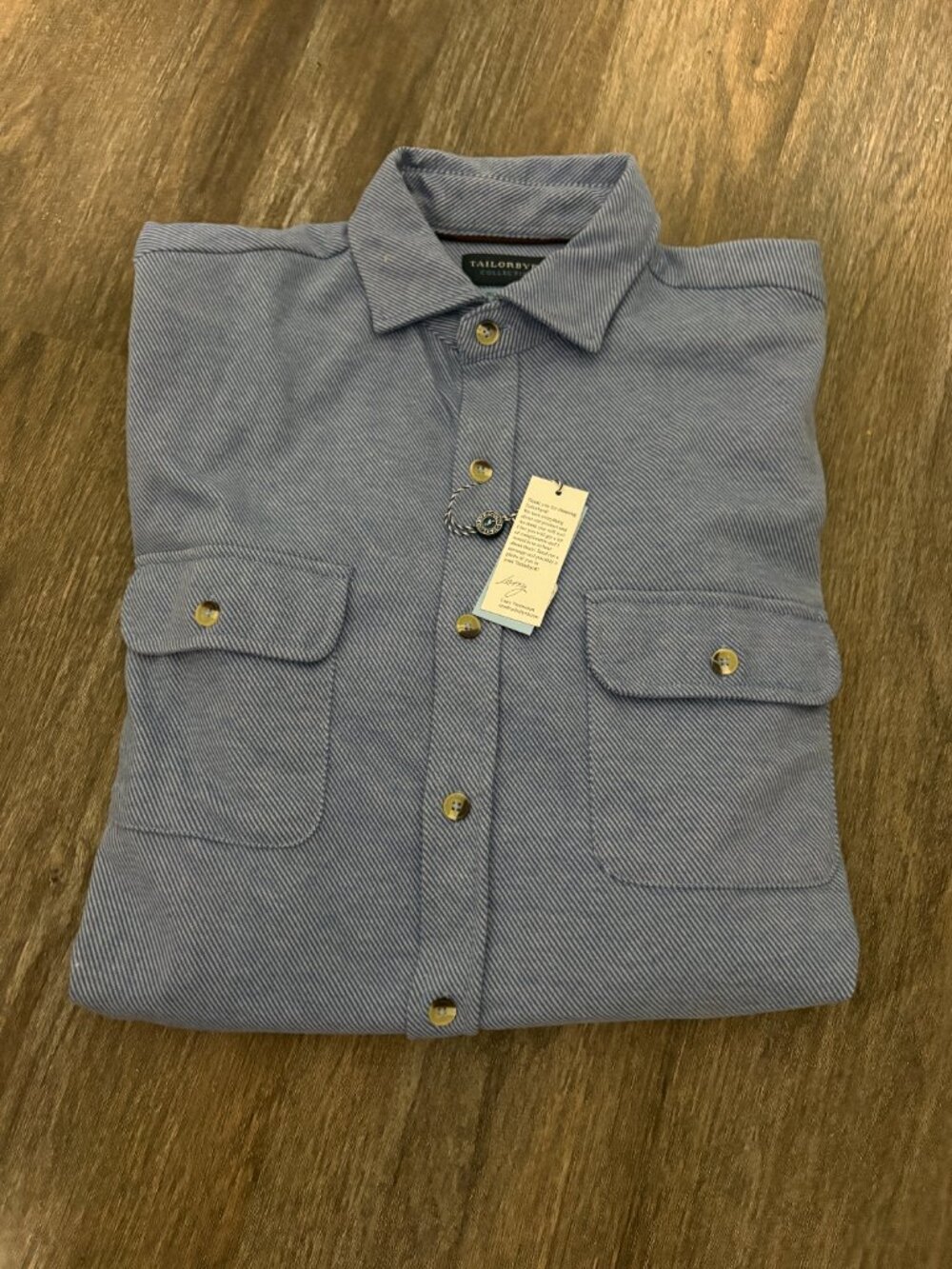 Tailorbyrd Collection Luxurious Comfort Men's Button Front Shirt sz M Blue NWT - Picture 3 of 3
